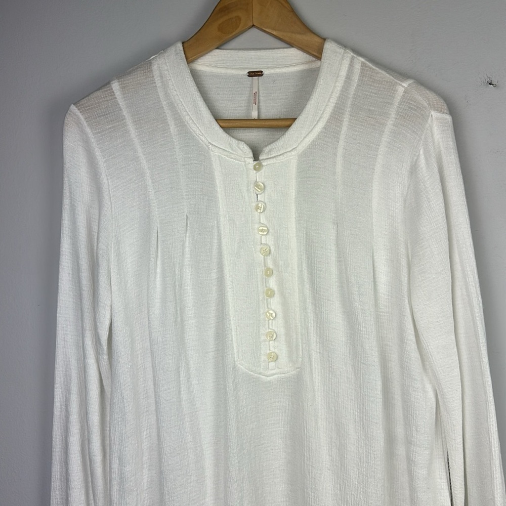 Free People Your Girl White Flounce Hem Textured Tunic Top Size S Mini Dress - Picture 8 of 16